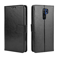 Leather Case Stands Flip Cover Holder BY5 for Xiaomi Redmi 9 Black