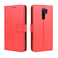 Leather Case Stands Flip Cover Holder BY5 for Xiaomi Redmi 9 Red