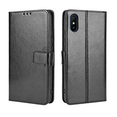 Leather Case Stands Flip Cover Holder BY5 for Xiaomi Redmi 9A Black
