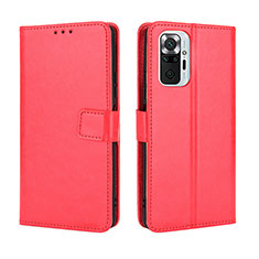Leather Case Stands Flip Cover Holder BY5 for Xiaomi Redmi Note 10 Pro Max Red