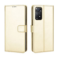 Leather Case Stands Flip Cover Holder BY5 for Xiaomi Redmi Note 11 Pro 4G Gold