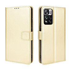 Leather Case Stands Flip Cover Holder BY5 for Xiaomi Redmi Note 11 Pro+ Plus 5G Gold