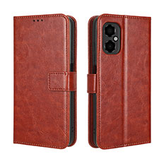 Leather Case Stands Flip Cover Holder BY5 for Xiaomi Redmi Note 11R 5G Brown