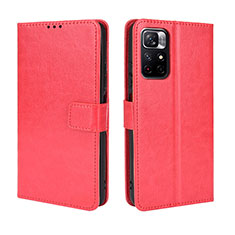 Leather Case Stands Flip Cover Holder BY5 for Xiaomi Redmi Note 11S 5G Red