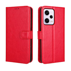 Leather Case Stands Flip Cover Holder BY5 for Xiaomi Redmi Note 12 Pro 5G Red