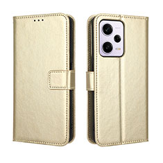 Leather Case Stands Flip Cover Holder BY5 for Xiaomi Redmi Note 12 Pro+ Plus 5G Gold
