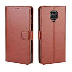 Leather Case Stands Flip Cover Holder BY5 for Xiaomi Redmi Note 9S Brown