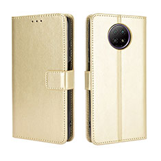 Leather Case Stands Flip Cover Holder BY5 for Xiaomi Redmi Note 9T 5G Gold