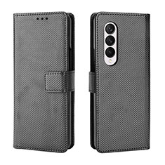 Leather Case Stands Flip Cover Holder BY6 for Samsung Galaxy Z Fold3 5G Black