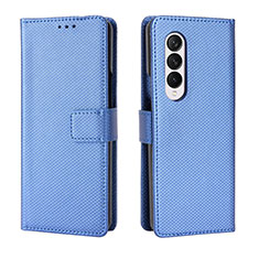 Leather Case Stands Flip Cover Holder BY6 for Samsung Galaxy Z Fold3 5G Blue