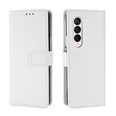 Leather Case Stands Flip Cover Holder BY6 for Samsung Galaxy Z Fold4 5G White