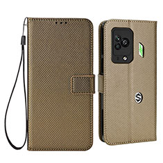 Leather Case Stands Flip Cover Holder BY6 for Xiaomi Black Shark 5 Pro 5G Brown
