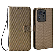 Leather Case Stands Flip Cover Holder BY6 for Xiaomi Mi Mix 4 5G Brown