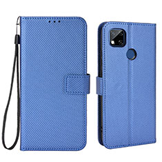 Leather Case Stands Flip Cover Holder BY6 for Xiaomi POCO C3 Blue