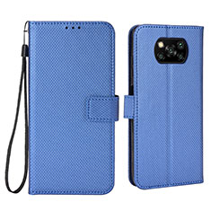 Leather Case Stands Flip Cover Holder BY6 for Xiaomi Poco X3 Blue