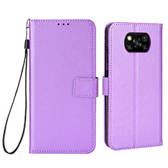 Leather Case Stands Flip Cover Holder BY6 for Xiaomi Poco X3 NFC Purple