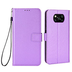 Leather Case Stands Flip Cover Holder BY6 for Xiaomi Poco X3 Pro Purple