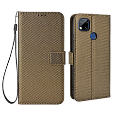 Leather Case Stands Flip Cover Holder BY6 for Xiaomi Redmi 10A 4G Brown
