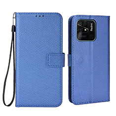 Leather Case Stands Flip Cover Holder BY6 for Xiaomi Redmi 10C 4G Blue