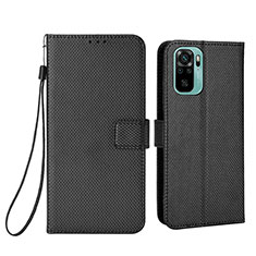 Leather Case Stands Flip Cover Holder BY6 for Xiaomi Redmi Note 10 4G Black