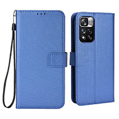 Leather Case Stands Flip Cover Holder BY6 for Xiaomi Redmi Note 11 Pro+ Plus 5G Blue