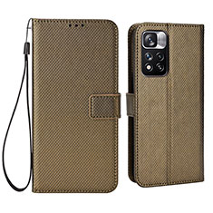 Leather Case Stands Flip Cover Holder BY6 for Xiaomi Redmi Note 11 Pro+ Plus 5G Brown
