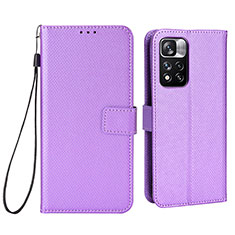 Leather Case Stands Flip Cover Holder BY6 for Xiaomi Redmi Note 11 Pro+ Plus 5G Purple