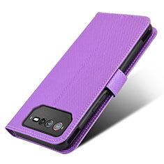 Leather Case Stands Flip Cover Holder BY7 for Asus ROG Phone 6 Pro Purple