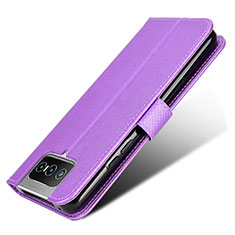 Leather Case Stands Flip Cover Holder BY7 for Asus Zenfone 7 Pro ZS671KS Purple