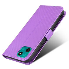 Leather Case Stands Flip Cover Holder BY7 for Wiko T10 Purple