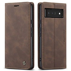 Leather Case Stands Flip Cover Holder C01S for Google Pixel 6 Pro 5G Brown