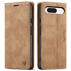 Leather Case Stands Flip Cover Holder C01S for Google Pixel 8a 5G Light Brown