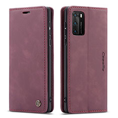 Leather Case Stands Flip Cover Holder C01S for Huawei P40 Red Wine