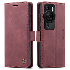 Leather Case Stands Flip Cover Holder C01S for Huawei P60 Red Wine