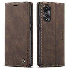 Leather Case Stands Flip Cover Holder C01S for Oppo A78 4G Brown