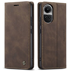 Leather Case Stands Flip Cover Holder C01S for Oppo Reno10 5G Brown