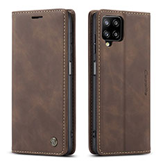 Leather Case Stands Flip Cover Holder C01S for Samsung Galaxy A12 5G Brown