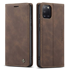 Leather Case Stands Flip Cover Holder C01S for Samsung Galaxy A31 Brown