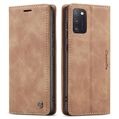 Leather Case Stands Flip Cover Holder C01S for Samsung Galaxy A41 Light Brown