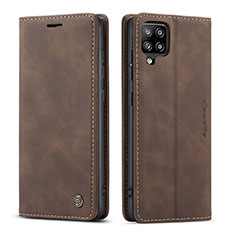 Leather Case Stands Flip Cover Holder C01S for Samsung Galaxy A42 5G Brown