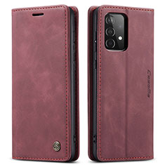 Leather Case Stands Flip Cover Holder C01S for Samsung Galaxy A52 5G Red Wine