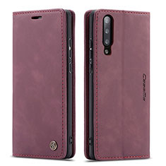 Leather Case Stands Flip Cover Holder C01S for Samsung Galaxy A70 Red Wine