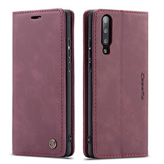 Leather Case Stands Flip Cover Holder C01S for Samsung Galaxy A70S Red Wine