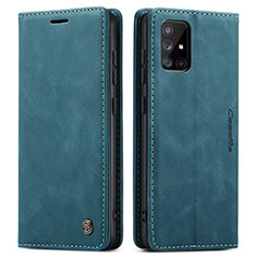 Leather Case Stands Flip Cover Holder C01S for Samsung Galaxy A71 4G A715 Blue
