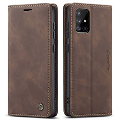 Leather Case Stands Flip Cover Holder C01S for Samsung Galaxy A71 4G A715 Brown
