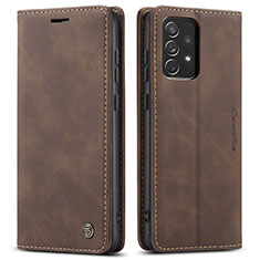 Leather Case Stands Flip Cover Holder C01S for Samsung Galaxy A72 5G Brown