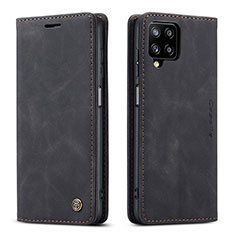 Leather Case Stands Flip Cover Holder C01S for Samsung Galaxy F12 Black