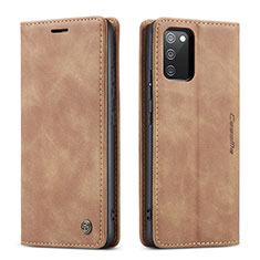 Leather Case Stands Flip Cover Holder C01S for Samsung Galaxy M02s Brown