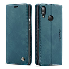 Leather Case Stands Flip Cover Holder C01S for Samsung Galaxy M20 Blue