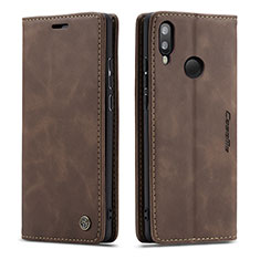 Leather Case Stands Flip Cover Holder C01S for Samsung Galaxy M20 Brown